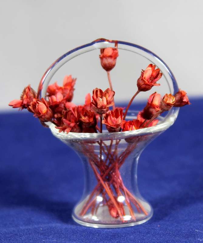 Glass miniature - Basket with flowers