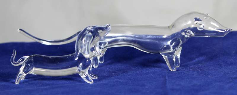 Hand blown glass miniature - Daschund pair