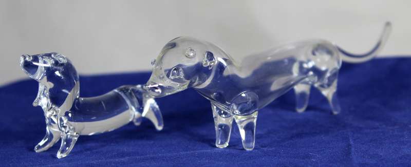 Hand blown glass miniature - Daschund pair