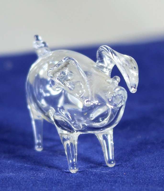 Miniature handblown  glass - Pig