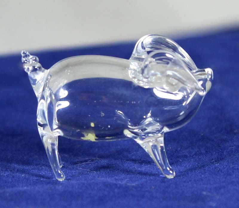 Miniature handblown  glass - Pig