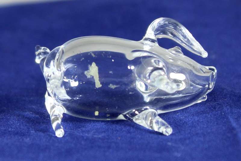 Miniature handblown  glass - Pig