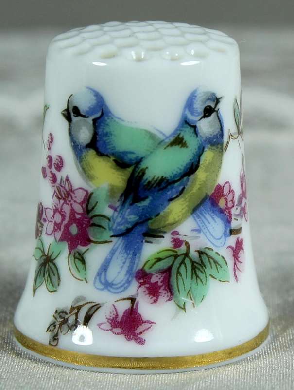 Bone China thimble - blue birds