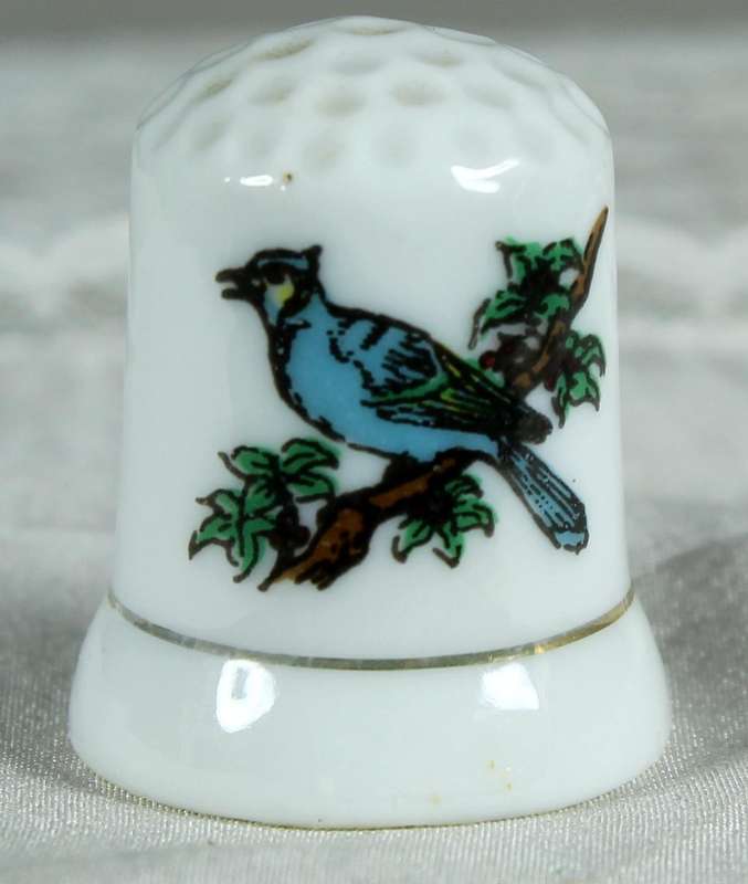 Bone China thimble - Blue Jay