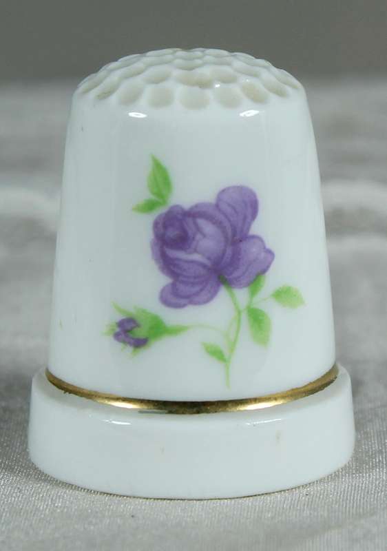 Bone China thimble - purple flower