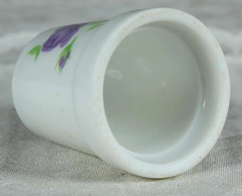 Bone China thimble - purple flower