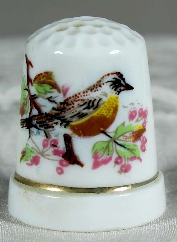 Bone China thimble - yellow bird