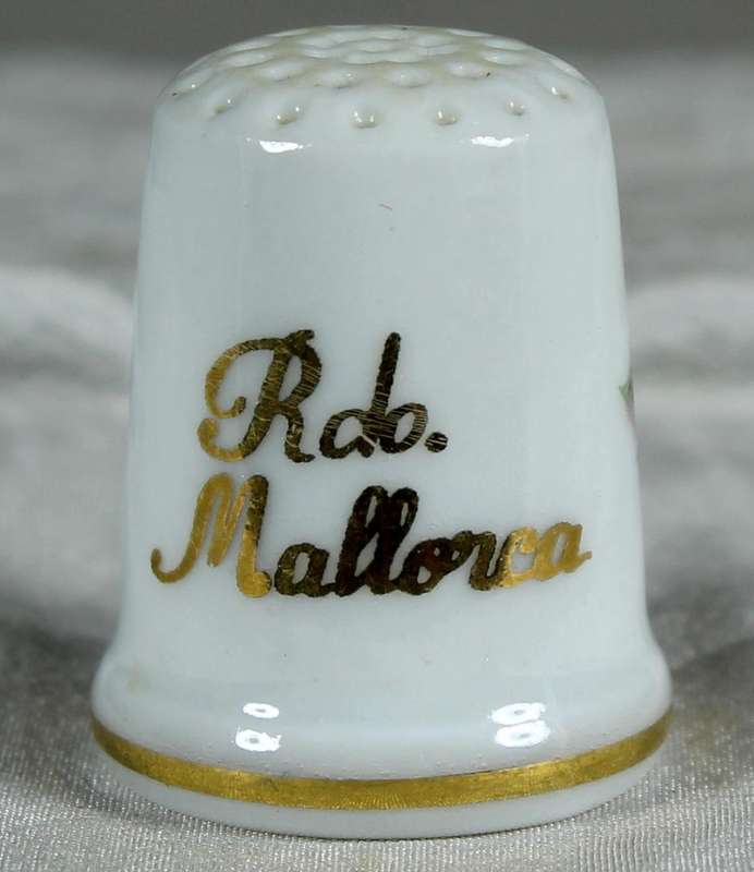Bone China thimble - pink flowers - Rdo. Mallorca