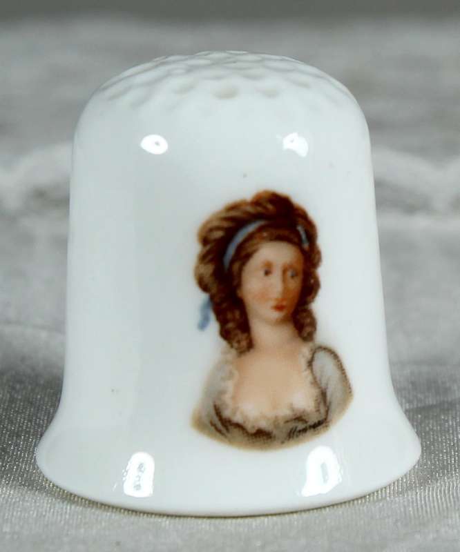 Bone China thimble - Victorian ladies