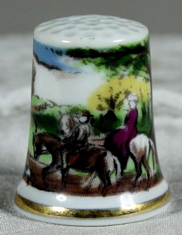Bone China thimble - farm scene