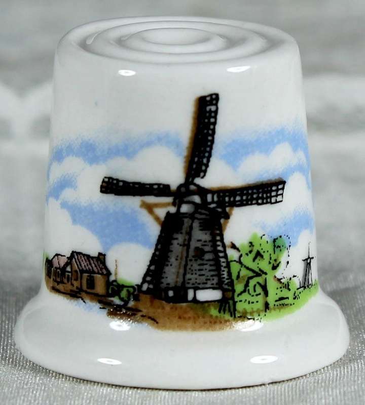 Bone China thimble - water windmill