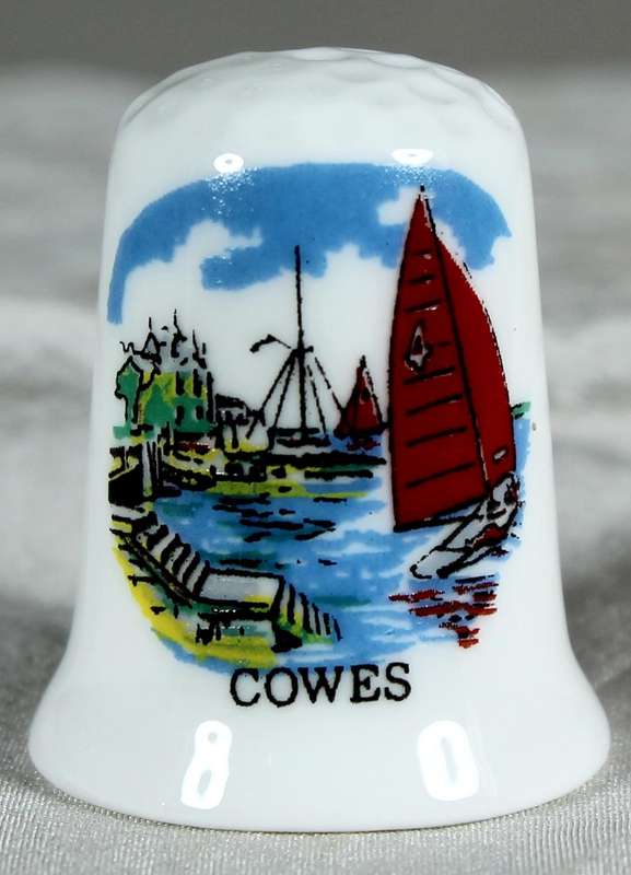 Bone China thimble - sailboats - Cowes