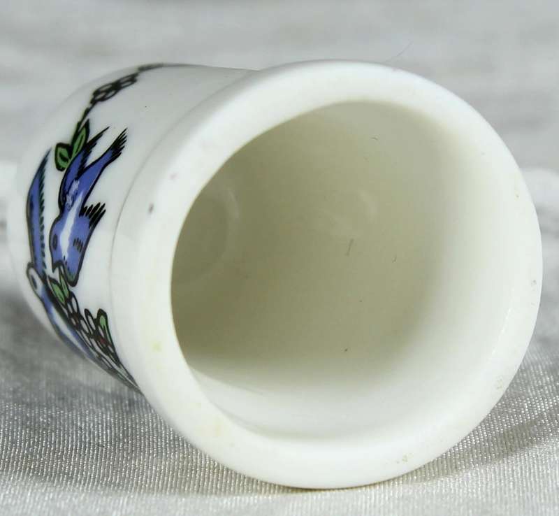 Bone China thimble - blue birds in flight