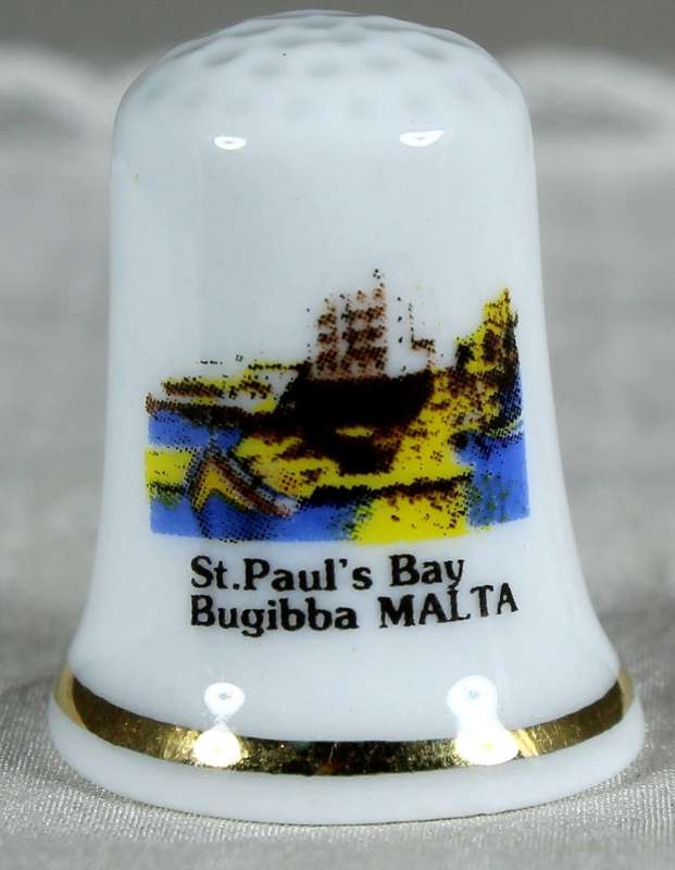 Bone China thimble - St. Paul's bay Bugibba, Malta