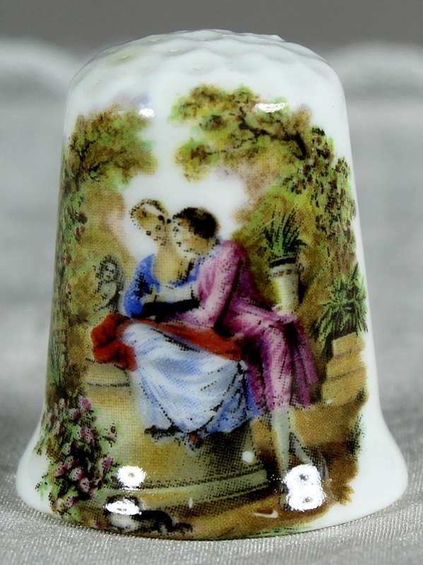 Bone China thimble - Victorian courting couple