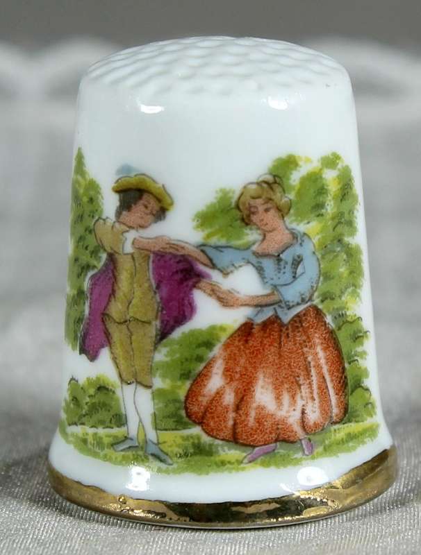 Bone China thimble - Victorian couple dancing