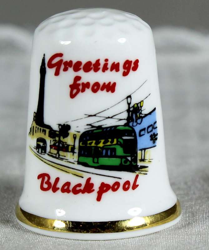 Bone China thimble - greetings from Blackpool