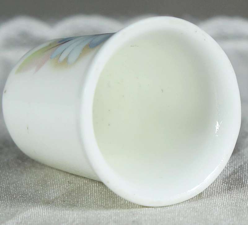 Bone China thimble - pastel blue and pink flowers