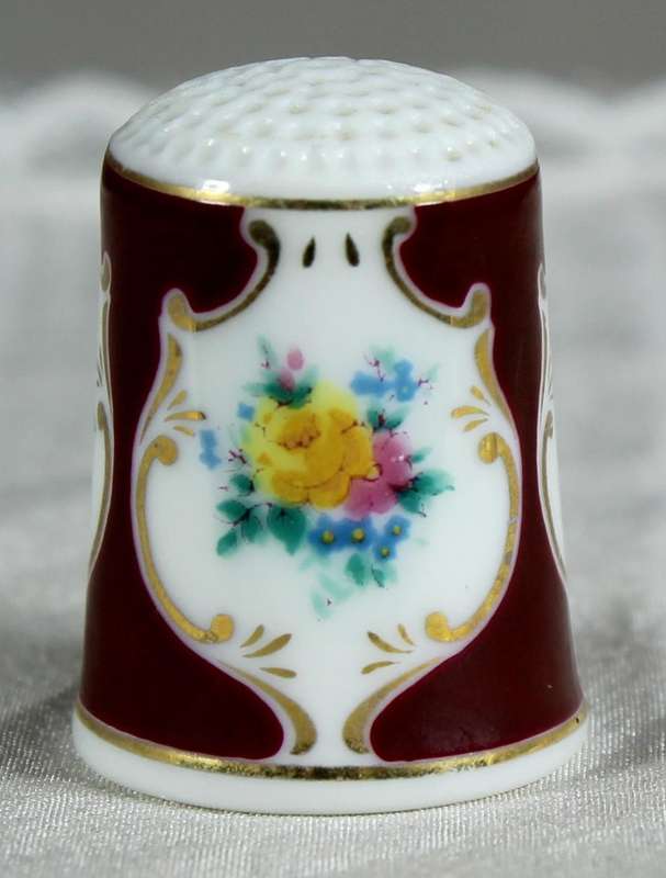 Bone China thimble - orange roses