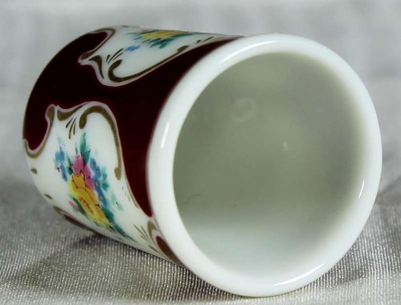 Bone China thimble - orange roses