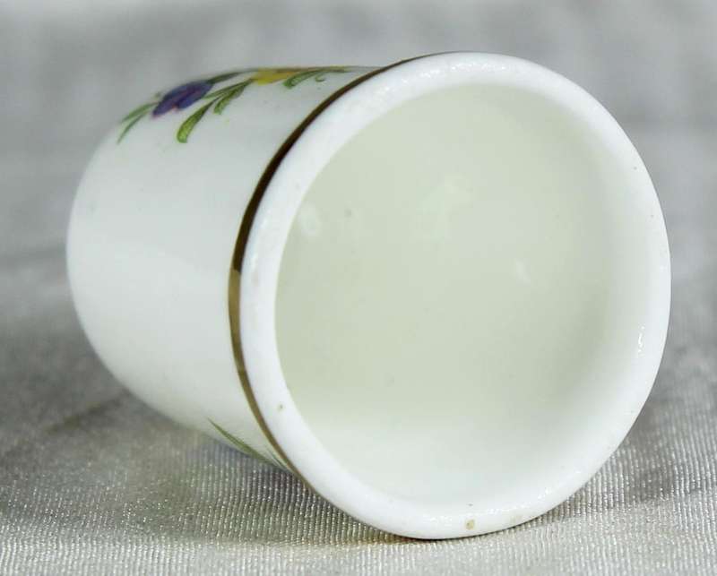 Bone China thimble - purple & orange flower