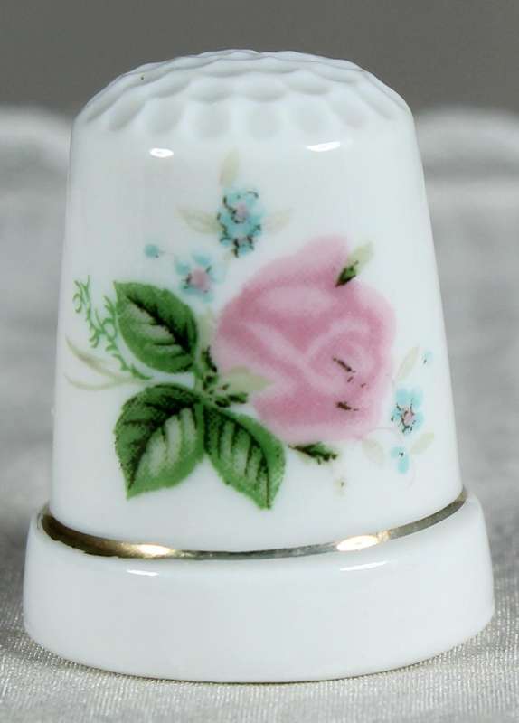 Bone China thimble - pink flower