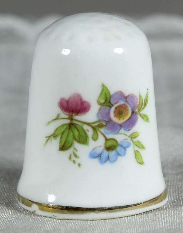 Bone China thimble - Multi-color flowers