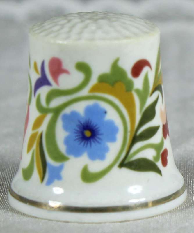 Bone China thimble - Multi-color flowers wreath