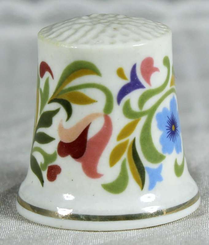 Bone China thimble - Multi-color flowers wreath