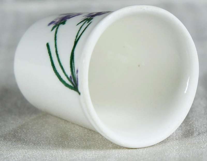 Bone China thimble - purple flowers