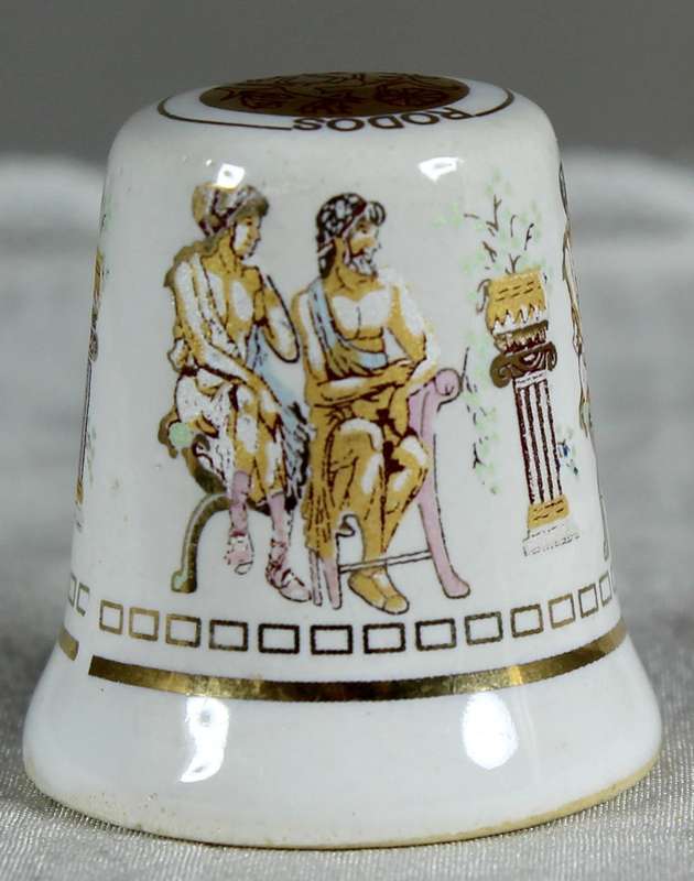 Bone China thimble - Ancient Greeks seated
