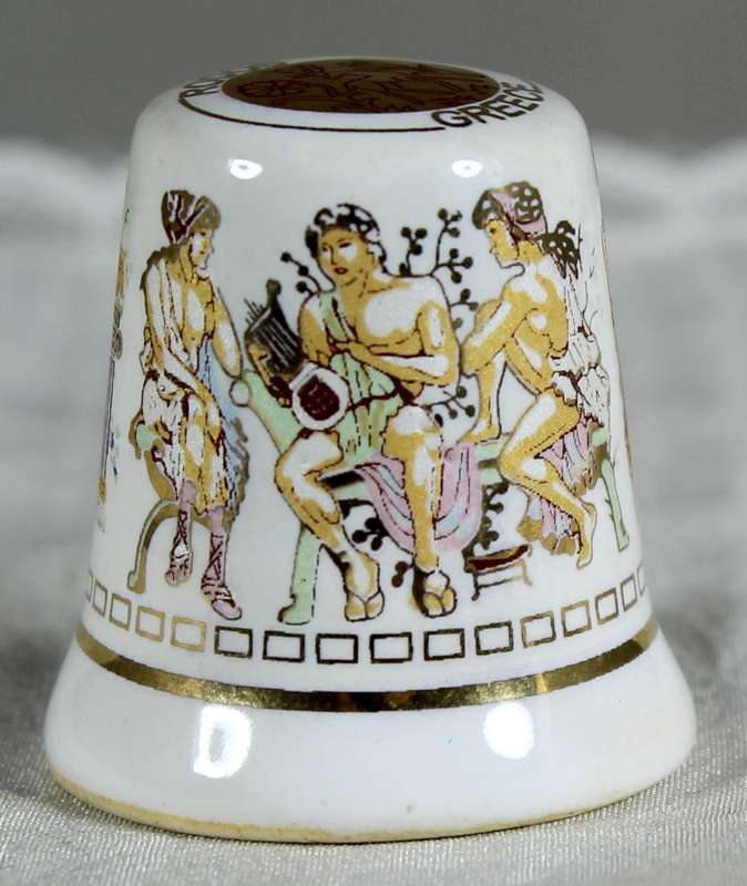 Bone China thimble - Ancient Greeks seated