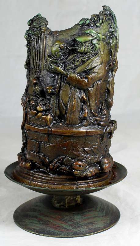 Highly detailed candle on a metal stand