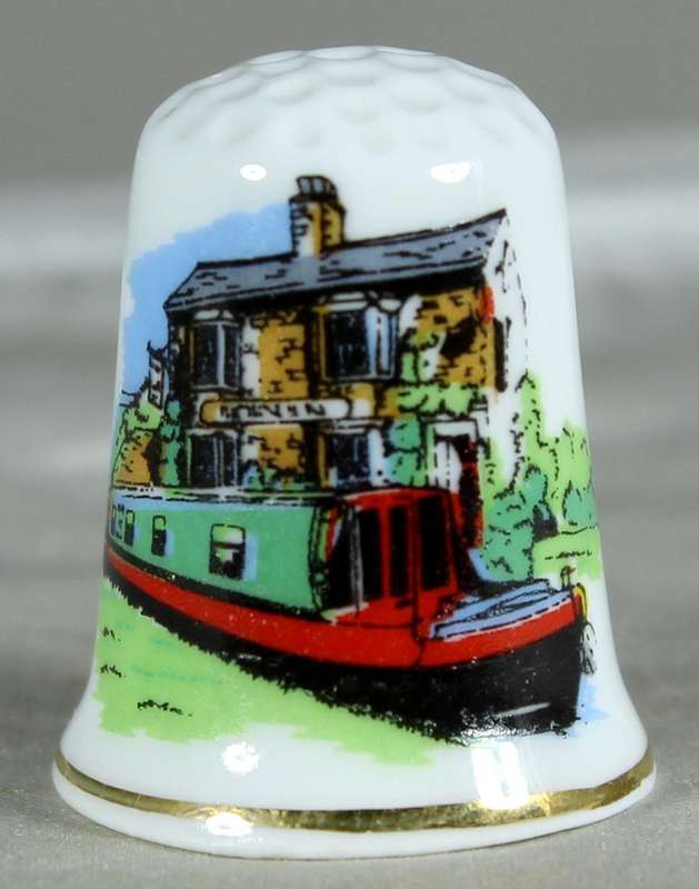 Bone China thimble - tugboat