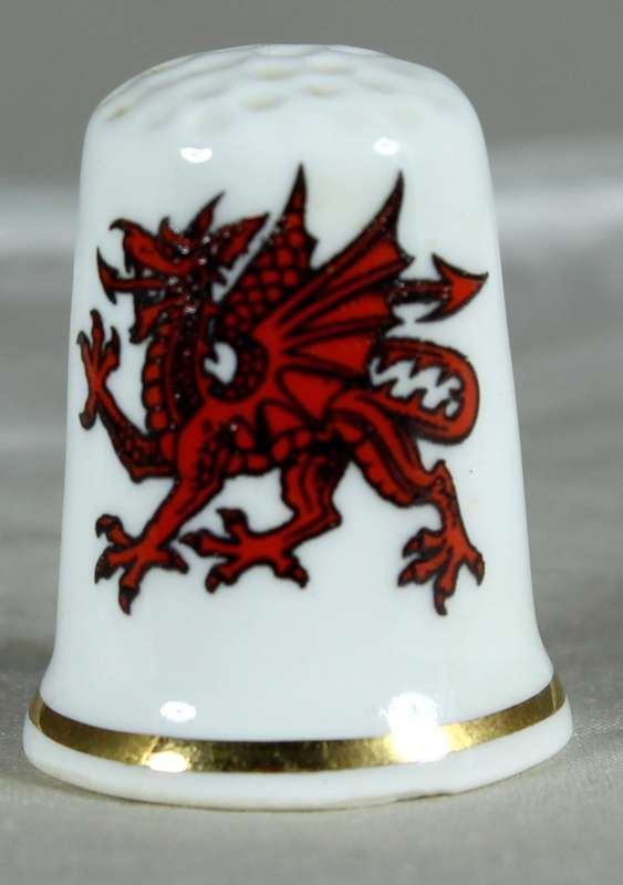 Bone China thimble - Wales dragon