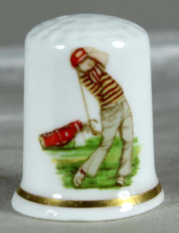 Bone China thimble - golfer