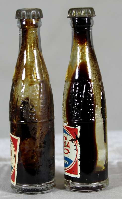Pair of miniature Pepsi-Cola bottles