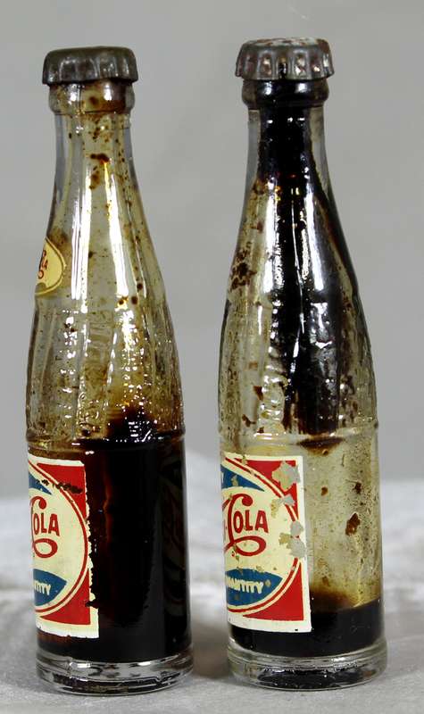 Pair of miniature Pepsi-Cola bottles