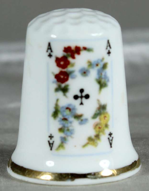 Bone China thimble - Ace of clubs