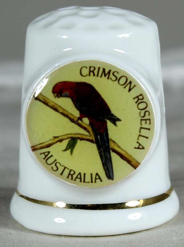 Bone China thimble - Chrimson Rosella - Australia
