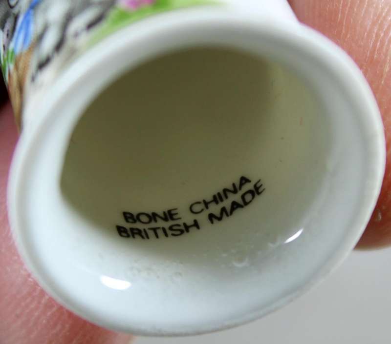 Bone China thimble - small donkey with strawberries