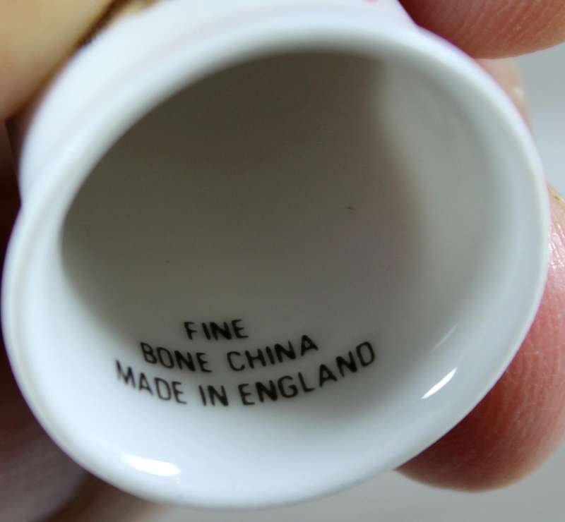 Bone China thimble - woman playing a harp