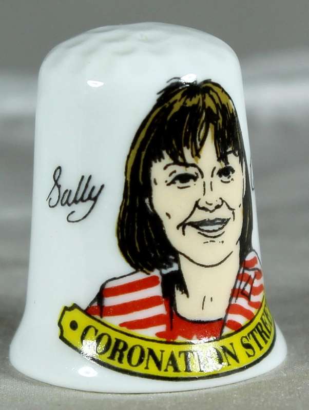 Bone China thimble - Coronation str - Sally Webster - Stoke-on-Trent