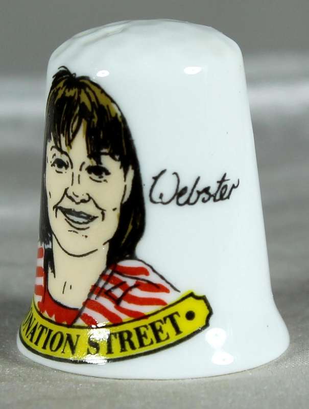 Bone China thimble - Coronation str - Sally Webster - Stoke-on-Trent
