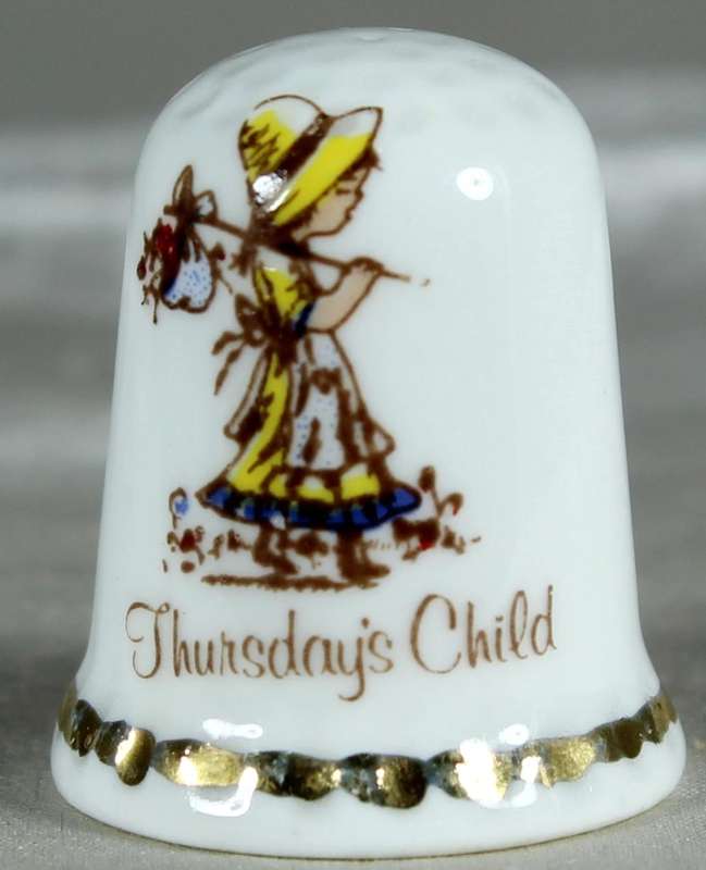 Bone China thimble - Thursday's child - Fenton