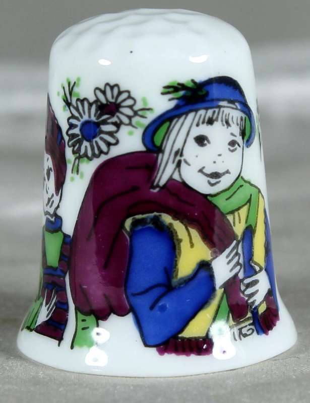 Bone China thimble - Thursday's child has far to go - Stock-on-Trent