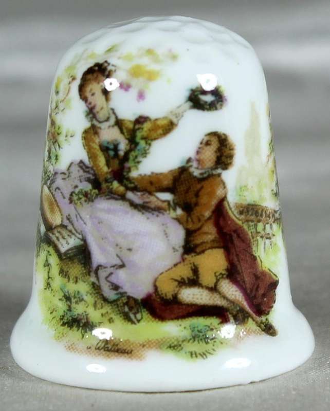Bone China thimble - Victorian couple - Peter Gosling