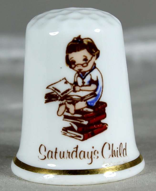 Bone China thimble - Saturday's child