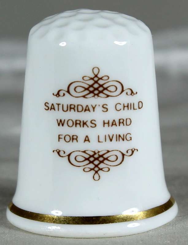 Bone China thimble - Saturday's child