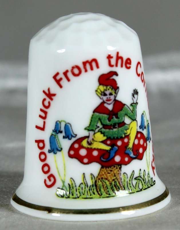 Bone China thimble - good luck from the Cornish Pisky - Lambert